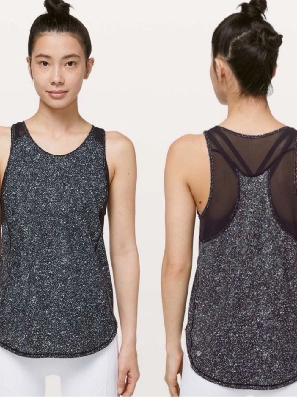 Lululemon Ladies Size 4 Sculpt Tank Black White Mesh Racerback VGUC